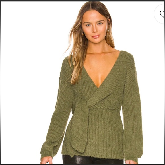House Of Harlow 1960 X Revolve “Khalida” Wrap Sweater in Forest Green- small EUC - Picture 4 of 4
